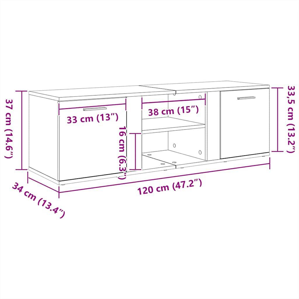 vidaXL Έπιπλο Τηλεόρασης Καπνιστή Δρυς 120x34x37 εκ. Επεξ. Ξύλο