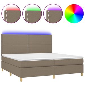 vidaXL &Kappa;&rho;&epsilon;&beta;ά&tau;&iota; Boxspring &mu;&epsilon; &Sigma;&tau;&rho;ώ&mu;&alpha; & LED Taupe 200x200 &epsilon;&kappa;. &Upsilon;&phi;&alpha;&sigma;&mu;ά&tau;&iota;&nu;&omicron;