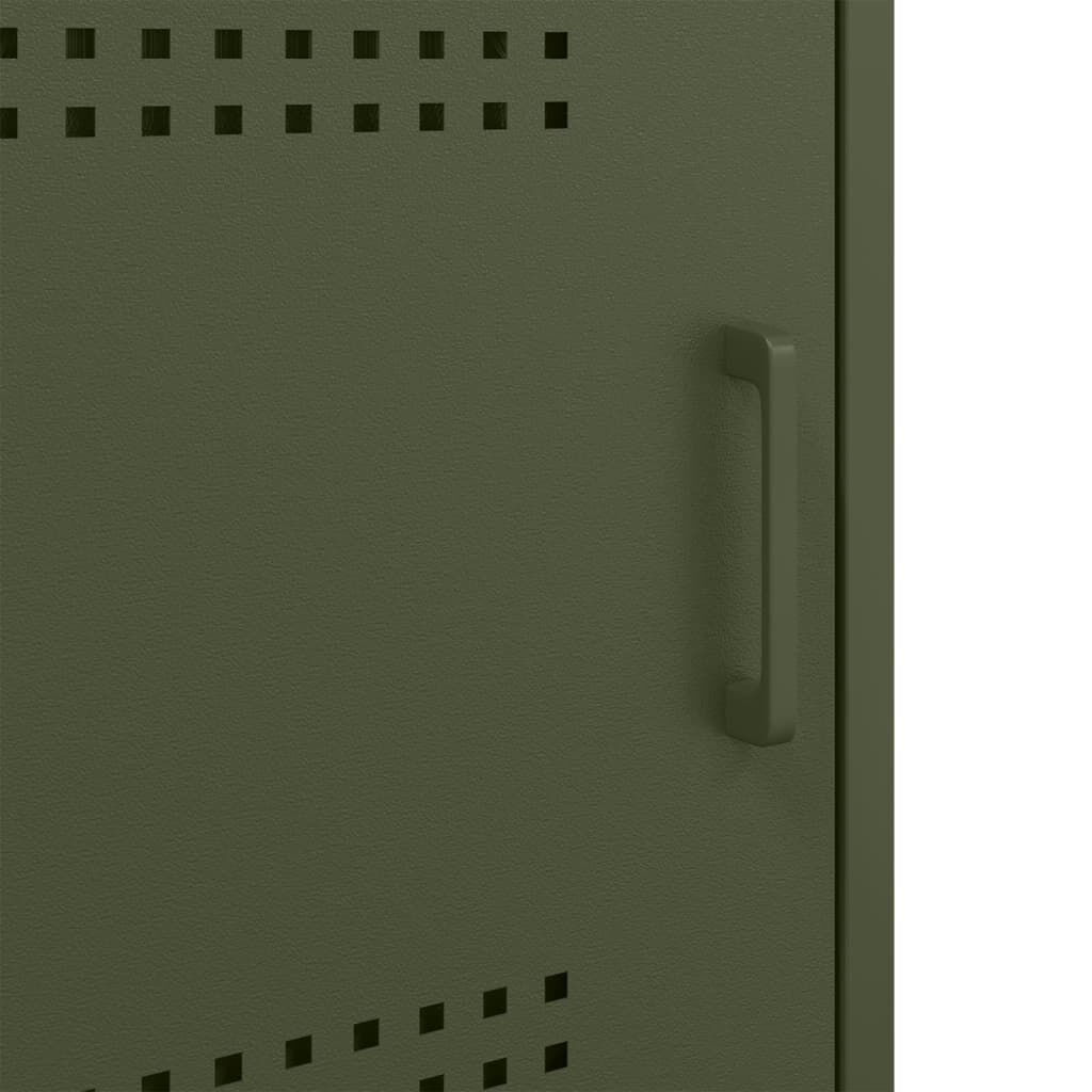 vidaXL Κομοδίνο Πράσινο Λαδί 36x39x68 εκ. από Χάλυβα
