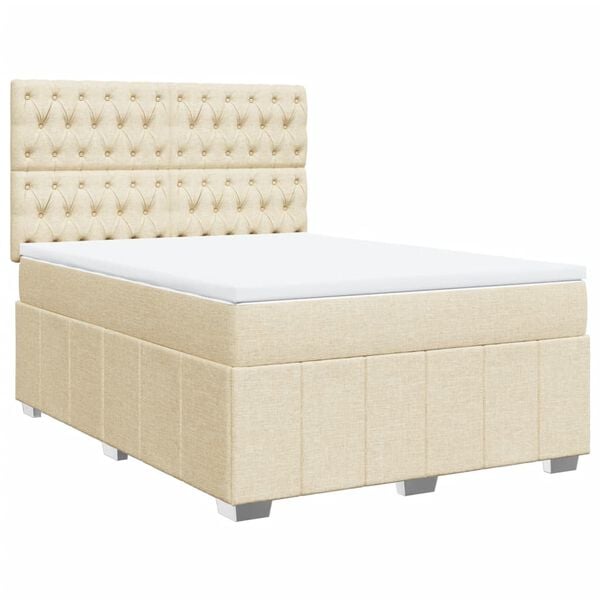vidaXL &Kappa;&rho;&epsilon;&beta;ά&tau;&iota; Boxspring &mu;&epsilon; &Sigma;&tau;&rho;ώ&mu;&alpha; &Kappa;&rho;&epsilon;&mu; 140x190 &epsilon;&kappa;. &Upsilon;&phi;&alpha;&sigma;&mu;ά&tau;&iota;&nu;&omicron;