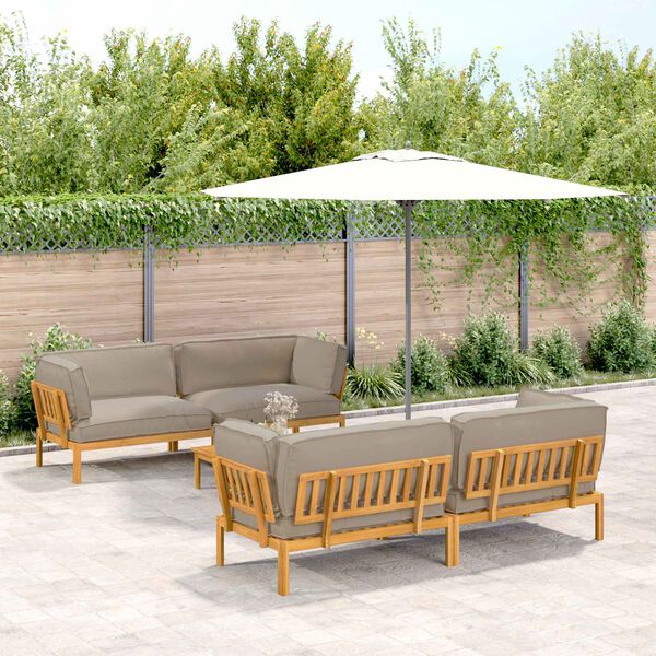 vidaXL &Sigma;&epsilon;&tau; &Kappa;&alpha;&nu;&alpha;&pi;έ &mu;&epsilon; &mu;&alpha;&xi;&iota;&lambda;ά&rho;&iota; 5 pcs Taupe &Sigma;&tau;&epsilon;&rho;&epsilon;ό &Xi;ύ&lambda;&omicron; &Alpha;&kappa;&alpha;&kappa;ί&alpha;&sigmaf;