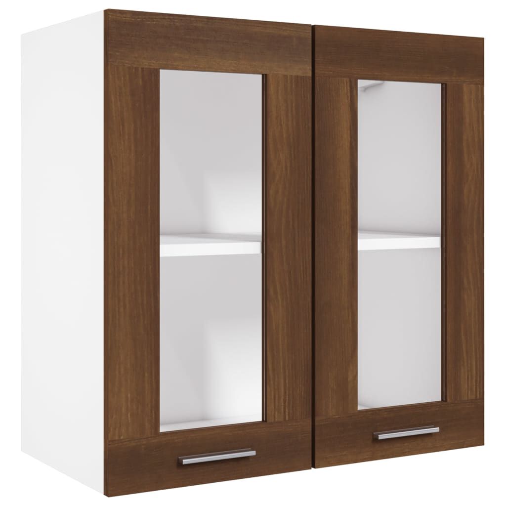 vidaXL Κρεμαστό Ντουλάπι Lyon Γυάλινο Καφέ Δρυς 60x31x60εκ.