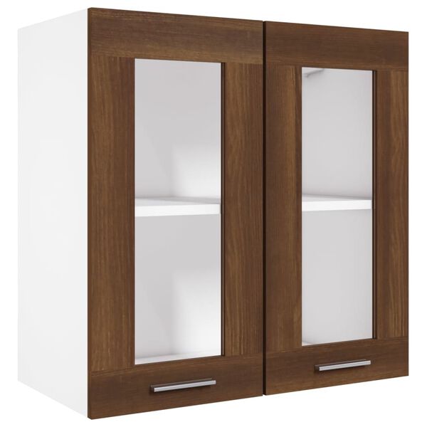 vidaXL Κρεμαστό Γυάλινο Ντουλάπι "Lyon" Καφέ Δρυς 60x31x60 εκ. από Τεχνητό Ξύλο