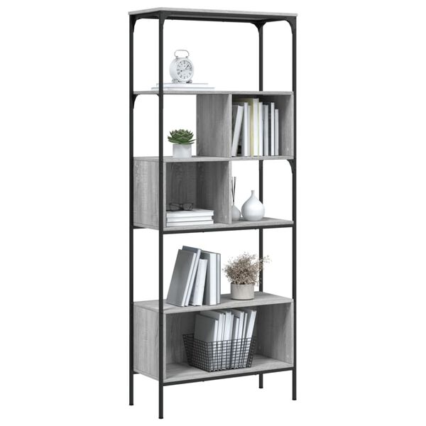 vidaXL Βιβλιοθήκη 5 Επιπέδων Γκρι Sonoma 76x33x188,5 εκ. Επεξεργ. Ξύλο