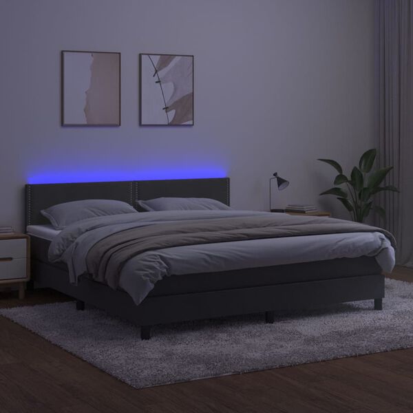 vidaXL &Kappa;&rho;&epsilon;&beta;ά&tau;&iota; Boxspring &mu;&epsilon; &Sigma;&tau;&rho;ώ&mu;&alpha; & LED &Sigma;&kappa;. &Gamma;&kappa;&rho;&iota; 180x200&epsilon;&kappa;. &Beta;&epsilon;&lambda;&omicron;ύ&delta;&iota;&nu;&omicron;