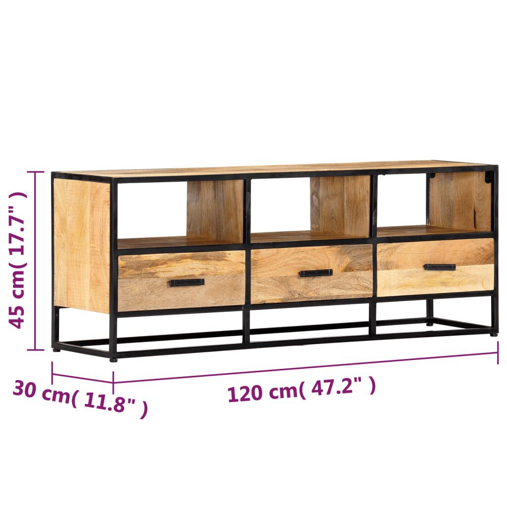 vidaXL Έπιπλο Τηλεόρασης 120 x 30 x 45 εκ. από Μασίφ Ξύλο Μάνγκο