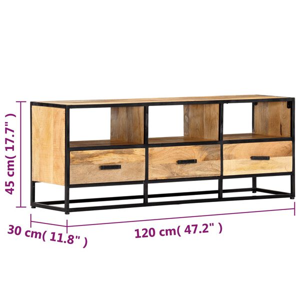 vidaXL Έπιπλο Τηλεόρασης 120 x 30 x 45 εκ. από Μασίφ Ξύλο Μάνγκο