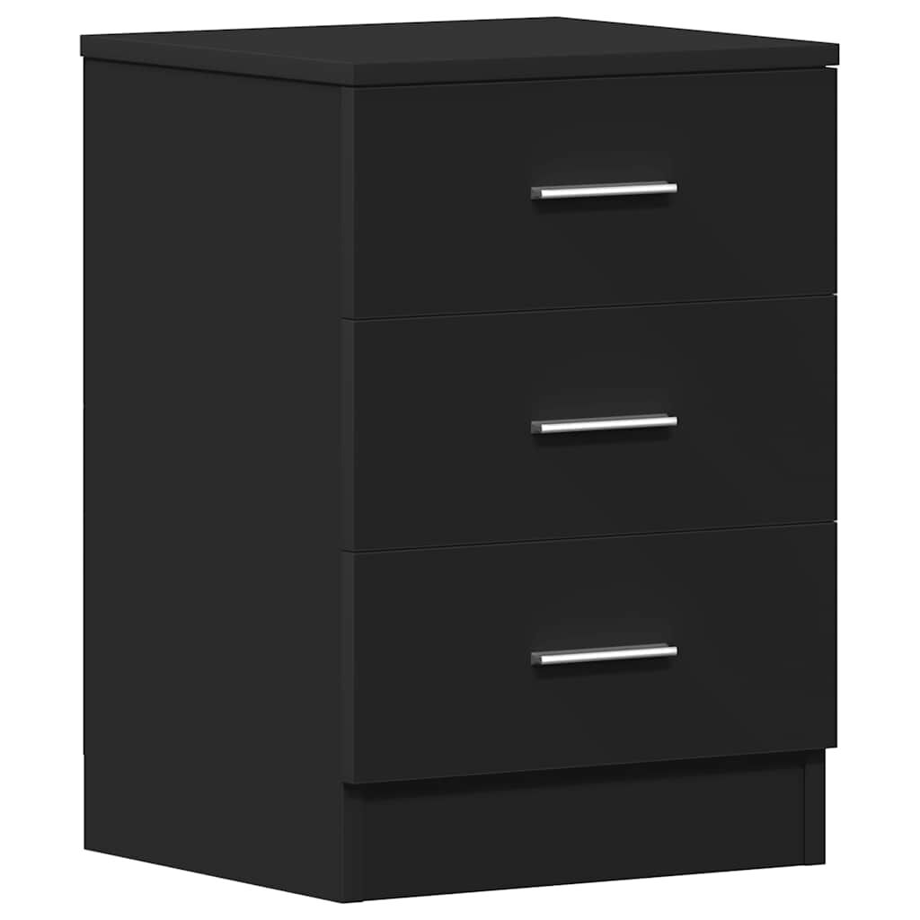 vidaXL Κομοδίνα 2 τεμ. Μαύρα 38 x 35 x 56 εκ. από Επεξ. Ξύλο