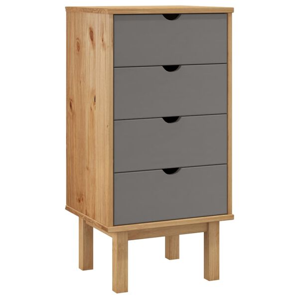 vidaXL Συρταριέρα OTTA Καφέ & Γκρι 45x39x90 εκ. Μασίφ Ξύλο Πεύκου