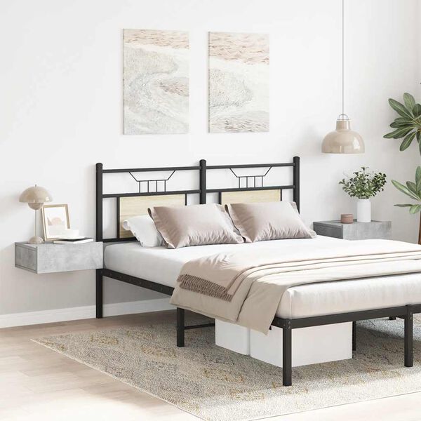 vidaXL Κομοδίνα Κρεμαστά 2τεμ. Γκρι Σκυροδ. 40x30x15εκ. από Επεξ. Ξύλο