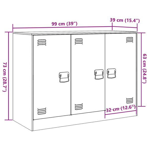 vidaXL Μπουφές Λευκός 99x39x73 εκ. από Ατσάλι