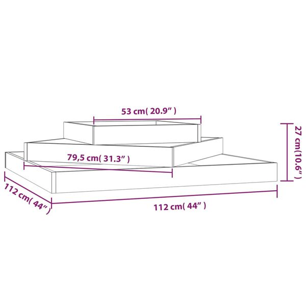 vidaXL Ζαρντινιέρα Λευκή 112 x 112 x 27 εκ. από Μασίφ Ξύλο Πεύκου