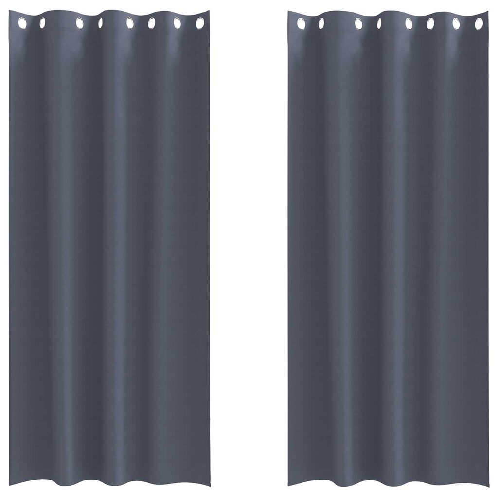 vidaXL Κουρτίνες με κουρτίνες 2 pcs Ανθρακί 245 x 140 εκ. Πολυεστέρας