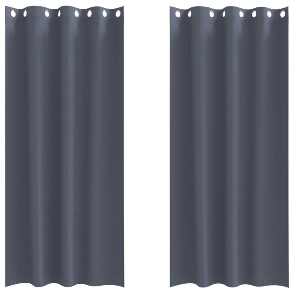 vidaXL Κουρτίνες με κουρτίνες 2 pcs Ανθρακί 245 x 140 εκ. Πολυεστέρας