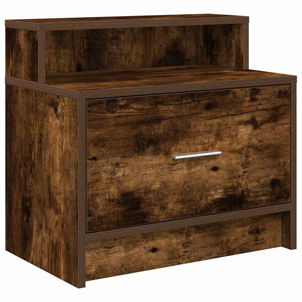 vidaXL Κομοδίνο με συρτάρι Καπνιστή Δρυς 51x31x47 εκ.