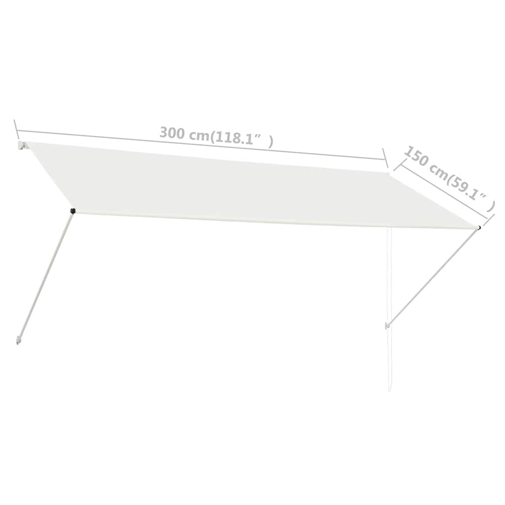 vidaXL Τέντα Συρόμενη Κρεμ 300 x 150 εκ.