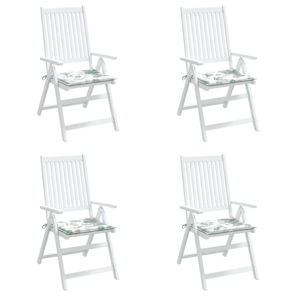 vidaXL Μαξιλάρια Καρέκλας 4 τεμ. Σχέδιο Φύλλων 50x50x3 εκ. Υφασμάτινα