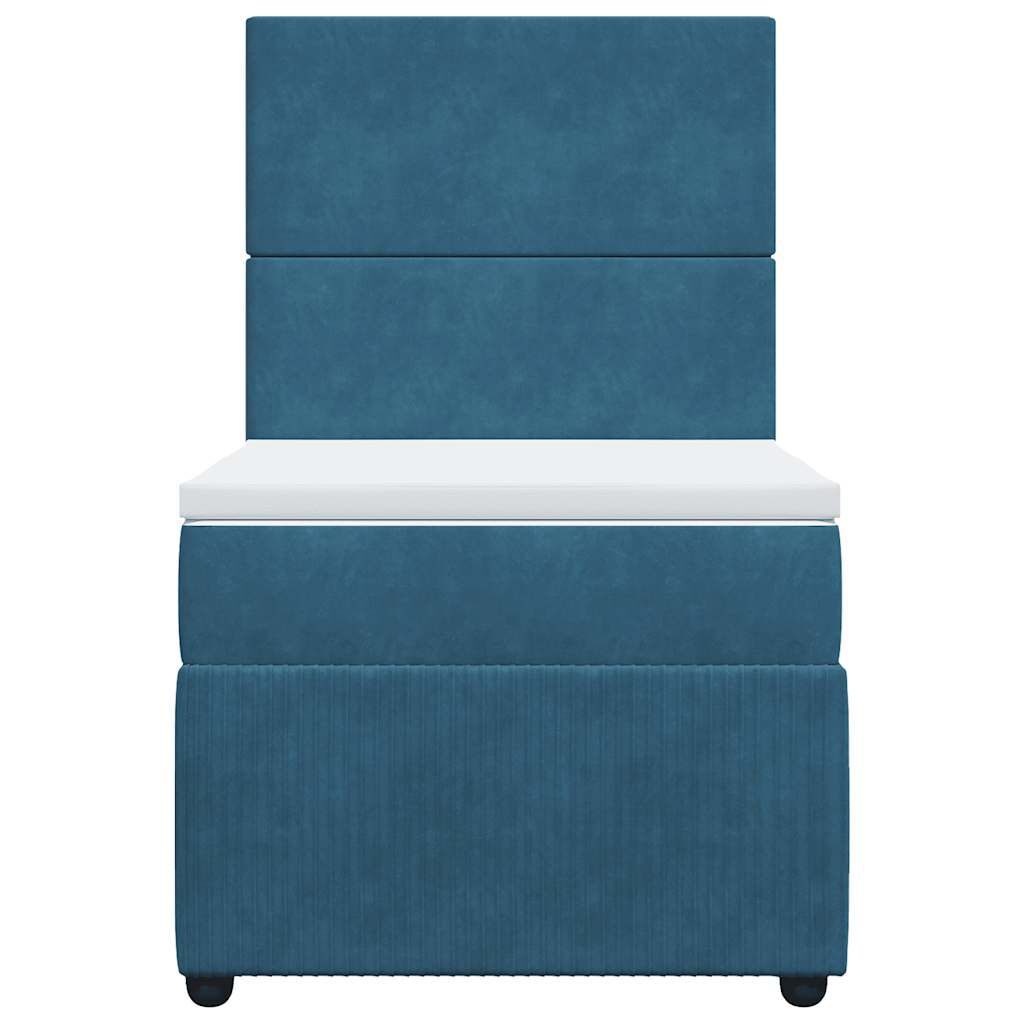 vidaXL Κρεβάτι Boxspring με Στρώμα Μπλε 100x200 εκ. Βελούδινο