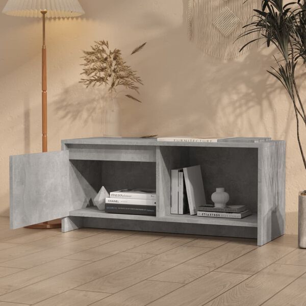 vidaXL Έπιπλο Τηλεόρασης Γκρι Σκυροδέματος 90x35x40 εκ. Επεξ. Ξύλο