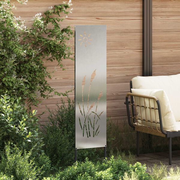 vidaXL Διακοσμητική Πλάκα Κήπου Ασημί 32 x 140 εκ Ανοξείδωτο ατσάλι