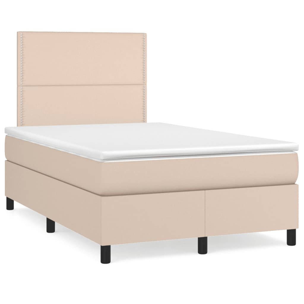 vidaXL Κρεβάτι Boxspring με Στρώμα Καπουτσίνο 120x190εκ.από Συνθ.Δέρμα