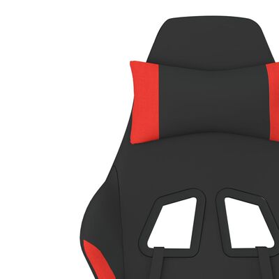 vidaXL Καρέκλα Μασάζ Gaming Μαύρο και Κόκκινη Ύφασμα με Υποπόδιο