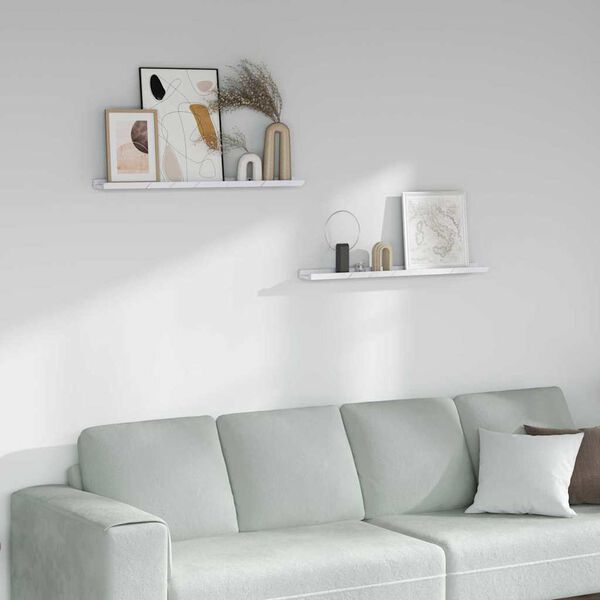 vidaXL &Rho;ά&phi;&iota; &Tau;&omicron;ί&chi;&omicron;&upsilon; &mu;&epsilon; &rho;ά&phi;&iota; &Epsilon;&pi;&iota;&tau;&omicron;ί&chi;&iota;&omicron; 2 pcs &Lambda;&epsilon;&upsilon;&kappa;ό &Mu;ά&rho;&mu;&alpha;&rho;&omicron; 80 x 9 x 3 cm