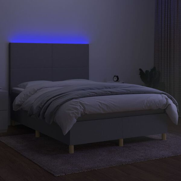 vidaXL &Kappa;&rho;&epsilon;&beta;ά&tau;&iota; Boxspring &mu;&epsilon; &Sigma;&tau;&rho;ώ&mu;&alpha; & LED &Alpha;&nu;.&Gamma;&kappa;&rho;&iota; 140x190&epsilon;&kappa;. &Upsilon;&phi;&alpha;&sigma;&mu;ά&tau;&iota;&nu;&omicron;