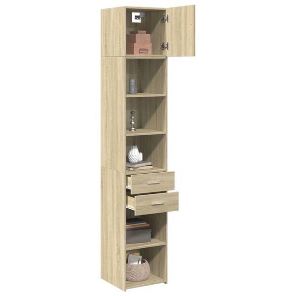 vidaXL Ντουλάπι Αποθήκευσης Στενό Δρυς 40x42,5x225 εκ. Επεξεργ. Ξύλο