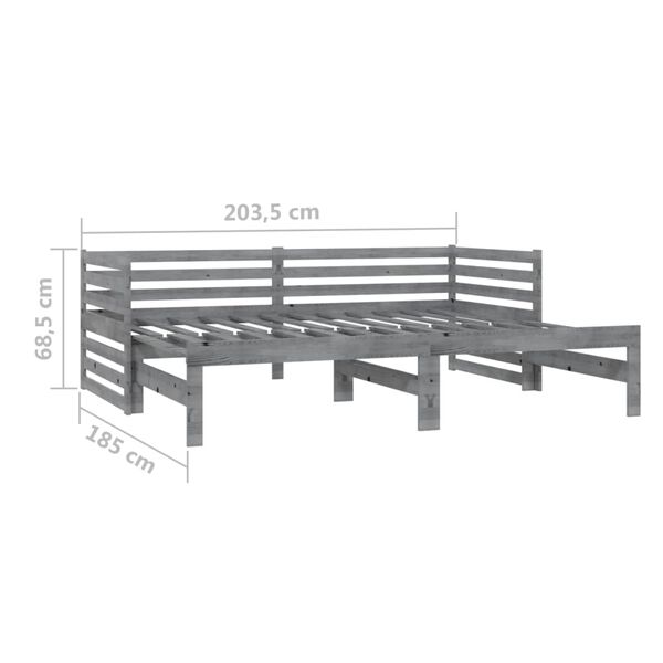 vidaXL Καναπές Κρεβάτι Γκρι 2 x (90 x 200) εκ. από Μασίφ Ξύλο Πεύκου