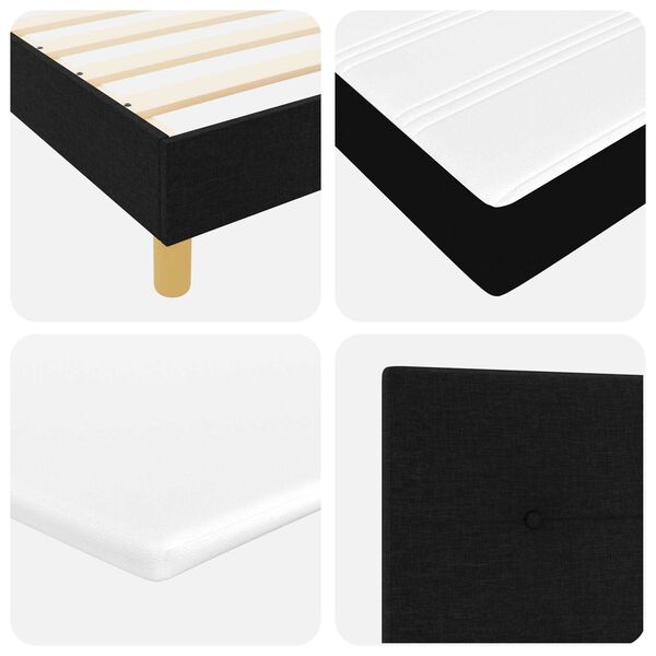 vidaXL Κρεβάτι με Στρώμα και LED Μαύρο 120x200 εκ Υφασμάτινο