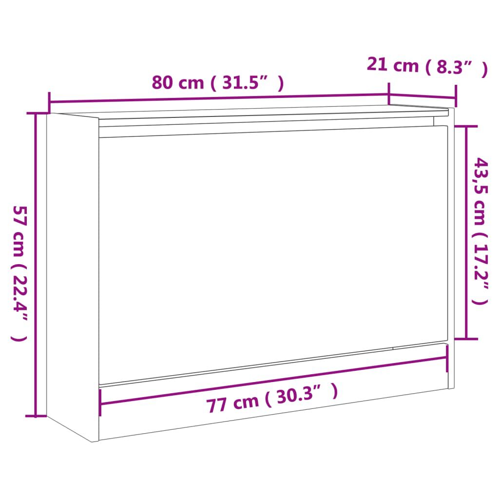 vidaXL Παπουτσοθήκη Γκρι Σκυροδέματος 80x21x57 εκ. Επεξεργασμένο Ξύλο