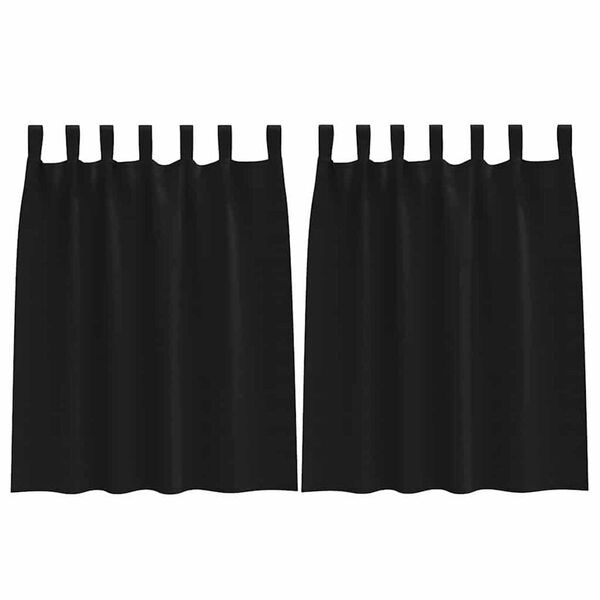 vidaXL Κουρτίνες με κουρτίνες 2 pcs Μαύρο Πολυεστέρας