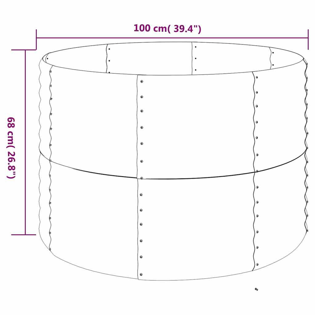 vidaXL Ζαρντινιέρα Γκρι 100x100x68 εκ. Γαλβανισμένος χάλυβας