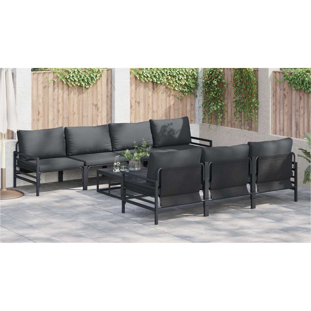 vidaXL Σετ Καναπέ Κήπου με μαξιλάρι με μαξιλάρι 8 pcs Ανθρακί 70 x 70.5 x 31.5 εκ