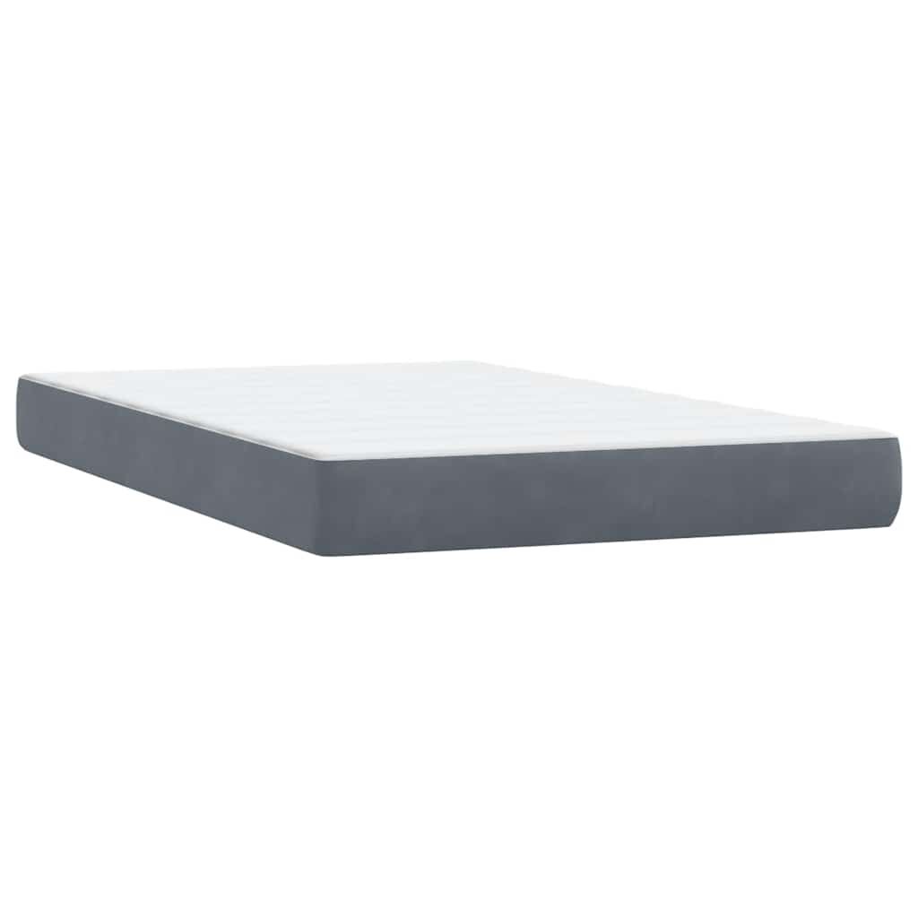 vidaXL Κρεβάτι Boxspring με Στρώμα Σκούρο Γκρι 120x210 εκ. Βελούδινο