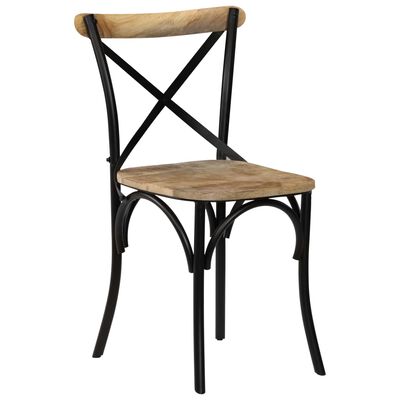 vidaXL Καρέκλες με Χιαστί Πλάτη 6 τεμ. Μαύρες από Μασίφ Ξύλο Μάνγκο