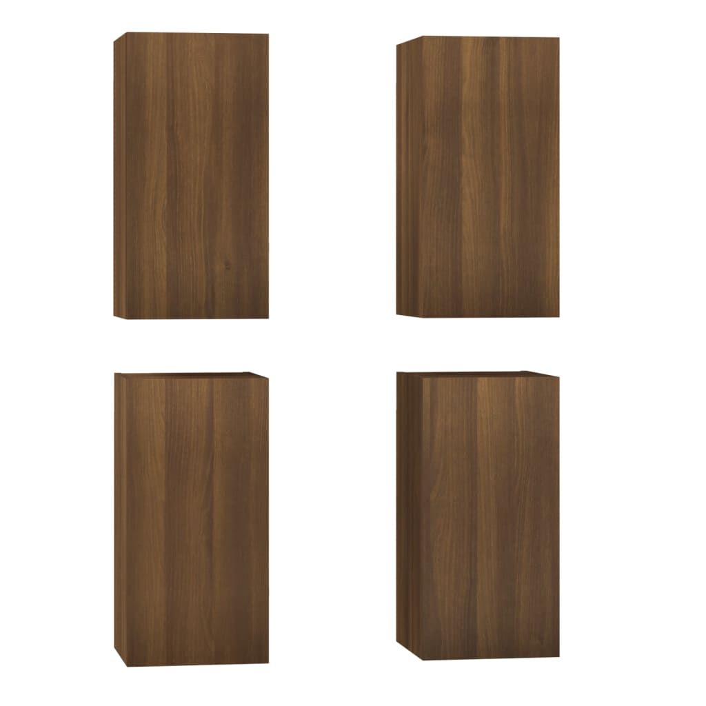 vidaXL Έπιπλα Τηλεόρασης 4 τεμ. Καφέ Δρυς 30,5x30x36 εκ. Επεξ. Ξύλο