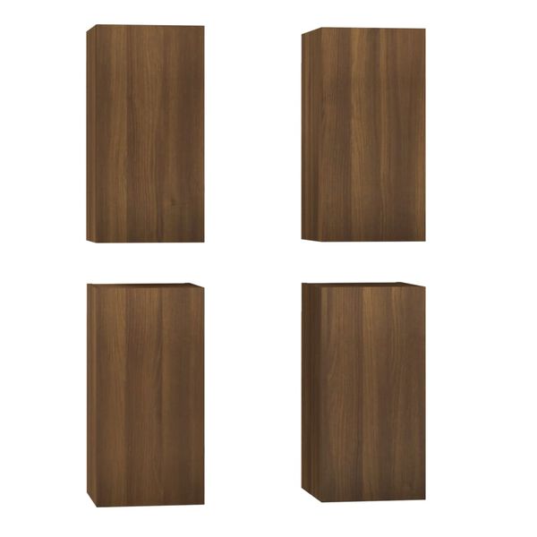 vidaXL Έπιπλα Τηλεόρασης 4 τεμ. Καφέ Δρυς 30,5x30x36 εκ. Επεξ. Ξύλο