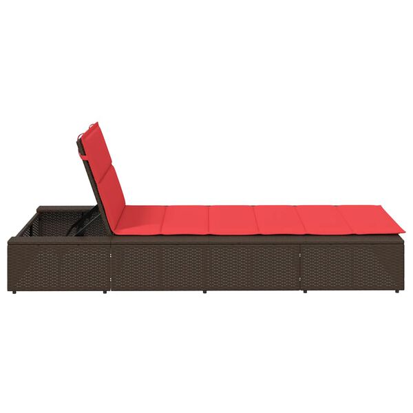 vidaXL Ξαπλώστρα με πλωτό μαξιλάρι Brown Poly Rattan