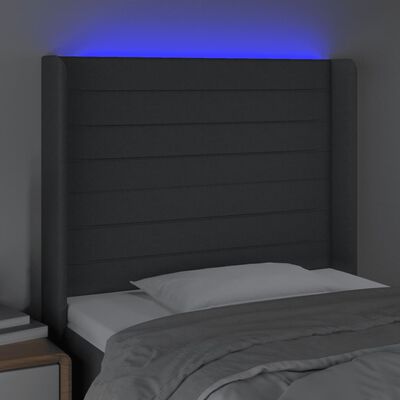 vidaXL Κεφαλάρι Κρεβατιού LED Σκούρο Γκρι 83x16x118/128εκ. Υφασμάτινο