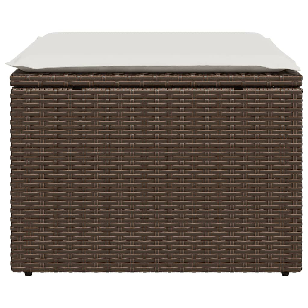 vidaXL Υποπόδιο Κήπου Καφέ 55x55x37 εκ. Συνθετικό Ρατάν με Μαξιλάρι