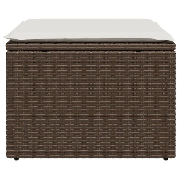 vidaXL Υποπόδιο Κήπου Καφέ 55x55x37 εκ. Συνθετικό Ρατάν με Μαξιλάρι