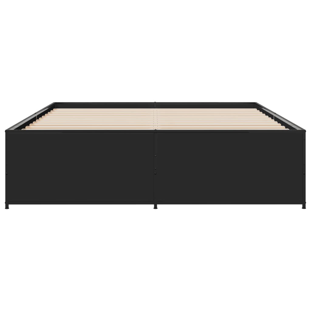vidaXL Πλαίσιο Κρεβατιού Μαύρο 160x200 εκ. Επεξ. Ξύλο & Μέταλλο