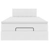 vidaXL Οθωμανικό κρεβάτι με στρώματα & LEDs Καθαρό λευκό Faux Leather