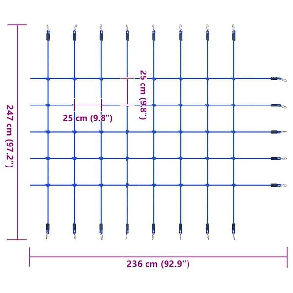 vidaXL Δίχτυ Αναρρίχησης Μπλε 200 x 150 εκ.