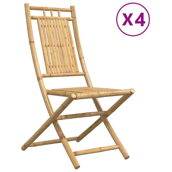 vidaXL Καρέκλες Κήπου Πτυσσόμενες 4 τεμ. 46 x 66 x 99 εκ. από Μπαμπού