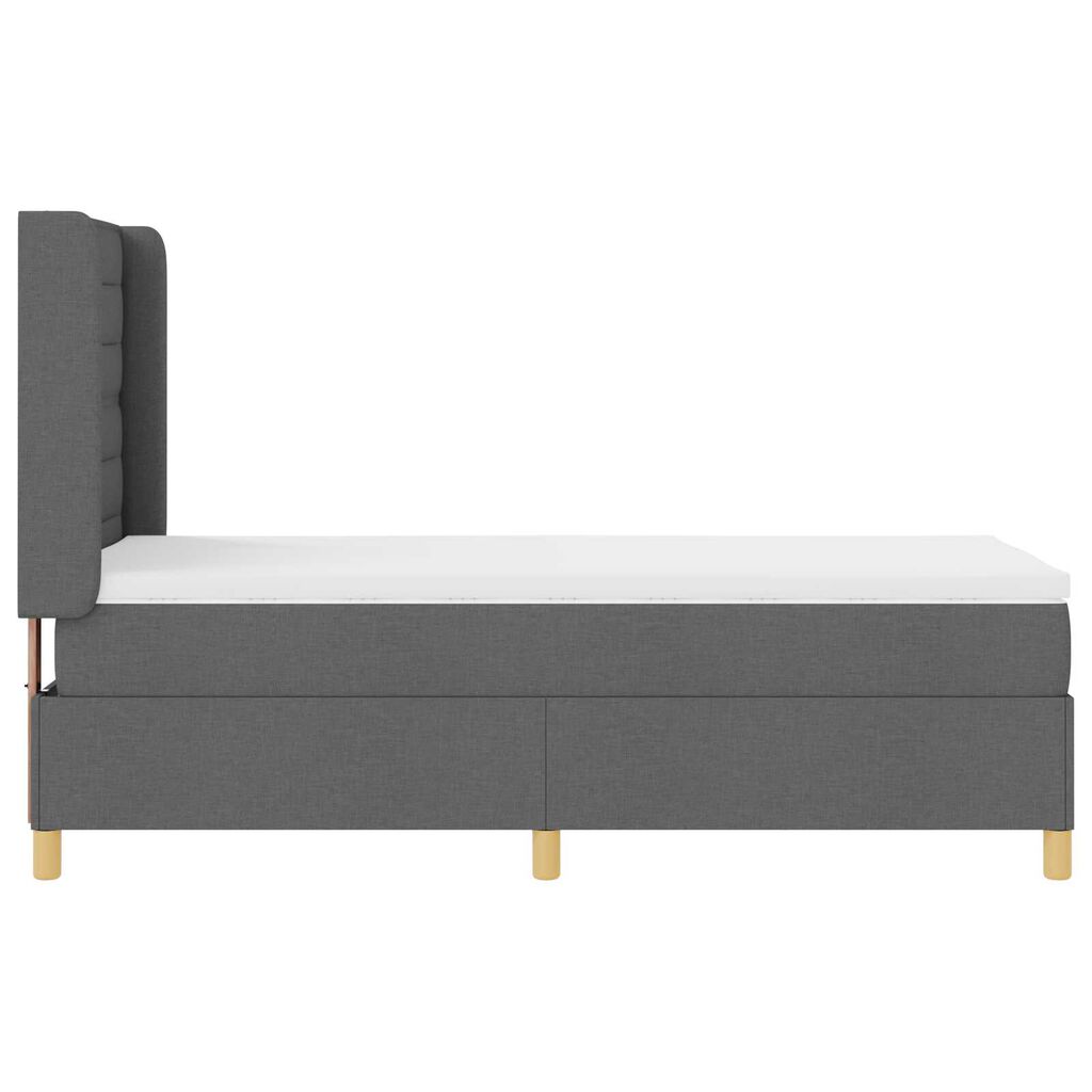 Ταπετσαρία Κρεβάτι Box Spring με Στρώμα Σκούρο Γκρι 80x200 εκ. Υφάσματος