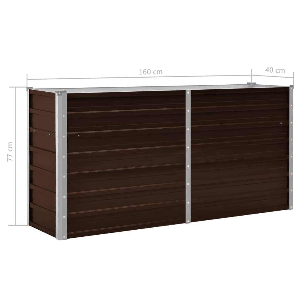vidaXL Ζαρντινιέρα Υπερυψωμένη Καφέ 160x40x77 εκ. Γαλβανισμ. Χάλυβας