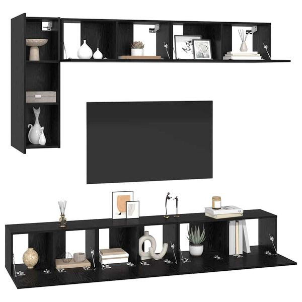 vidaXL Σετ επίπλου τηλεόρασης 6 pcs Μαύρη δρυς 30.5 x 30 x 90 cm